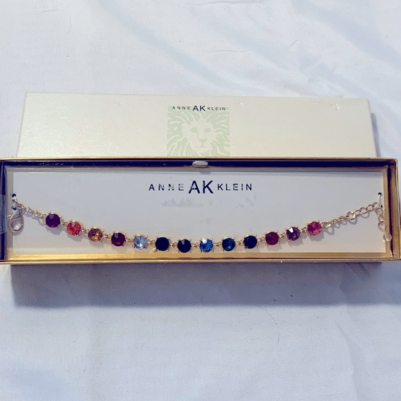 NIB “AK” Anna Klein Gold Bracelet With Multicolored Stones - Picture 1 of 5